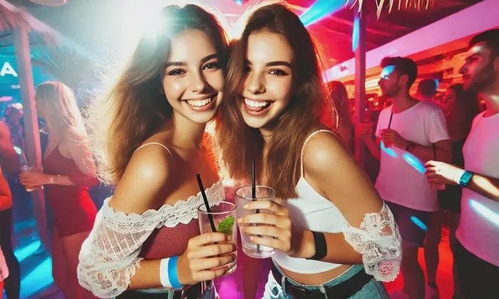 Dall-e ile üretilen iki genç kızın partide yer aldığı örnek görsel.