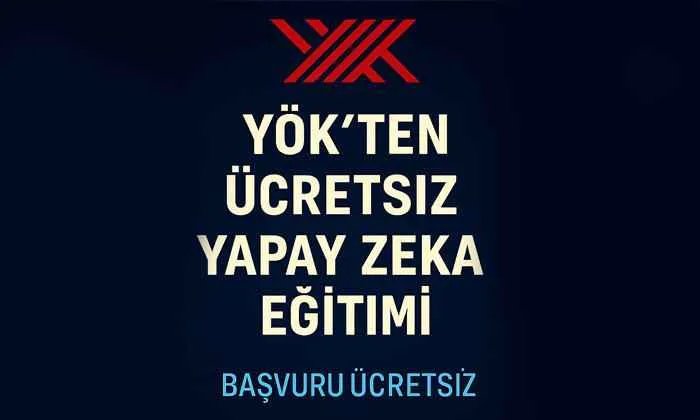 Yök'ten Ücretsiz Yapay Zeka Eğitimini duyuran Görsel