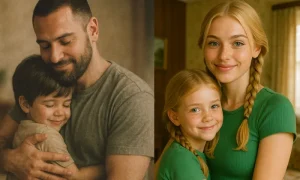 Birbirine sarılan bir erkek kişi ve o kişinin çocukluğu. Diğer tarafta birbirine sarılan bir kız ve o kızın gençliği. Gemini ile Fotoğraf Birleştirme: “Küçük Benime Sarılıyorum” Trendini yansıtıyor.