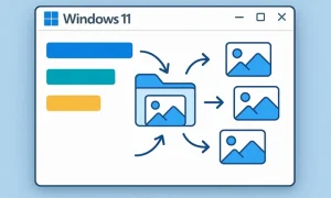 Windows 11 yapay zeka fotoğraf özelliğini vurgulayan bir windows explorer pencesi.