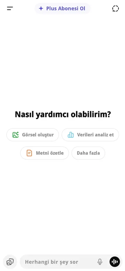 Chatgpt Mobil Uygulama kullanıcı arayüzü ekran görüntüsü.