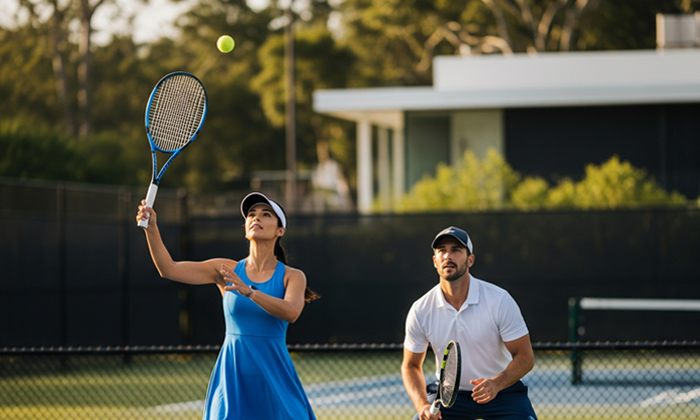 Gemini ile üretilmiş Tenis oynayan bir kadın ve bir erkek görseli.