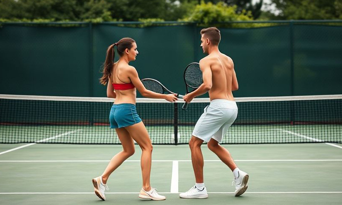 Seedream ile üretilmiş Tenis oynayan bir kadın ve bir erkek görseli.