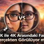 8K ile 4K Arasındaki Fark Gerçekten Görülüyor mu? 8K ile 4K arasındaki farkı gösteren karşılaştırmalı görsel, yakın planda 8K ve 4K çözünürlük detaylarının gözle farkı