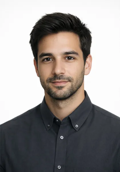 Yapay zeka ile üretilmiş Klasik bir erkek biyometrik fotoğrafı