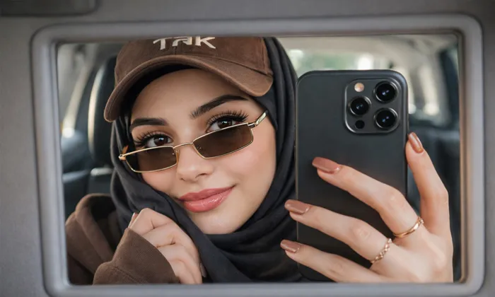 Araba Aynasında Selfie Promptu ile üretilen bir örnek görsel.