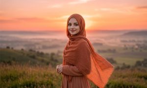 Gün batımında rüzgarlı bir hava promptu ile üretilmiş örnek bir görsel.