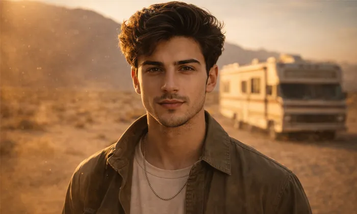 Breaking Bad Karavanı ile Selfie Promptu ile üretilmiş bir görsel.