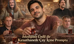 İstediğiniz ünlü ile Çay İçme Promptu İstediğiniz ünlü ile Kıraathanede Çay İçme Promptu başlıklı öne çıkan görsel.