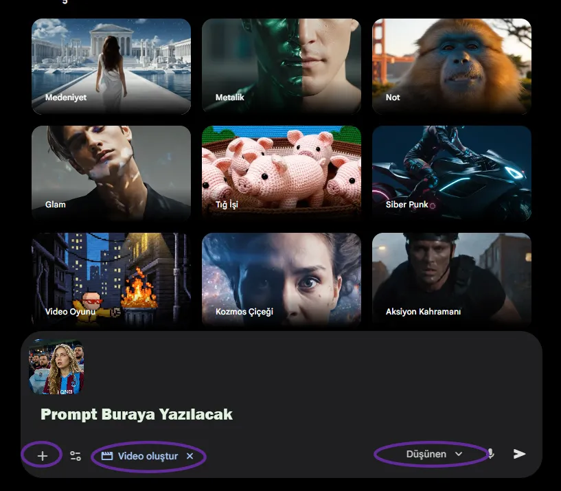 Video olusturma ekrani